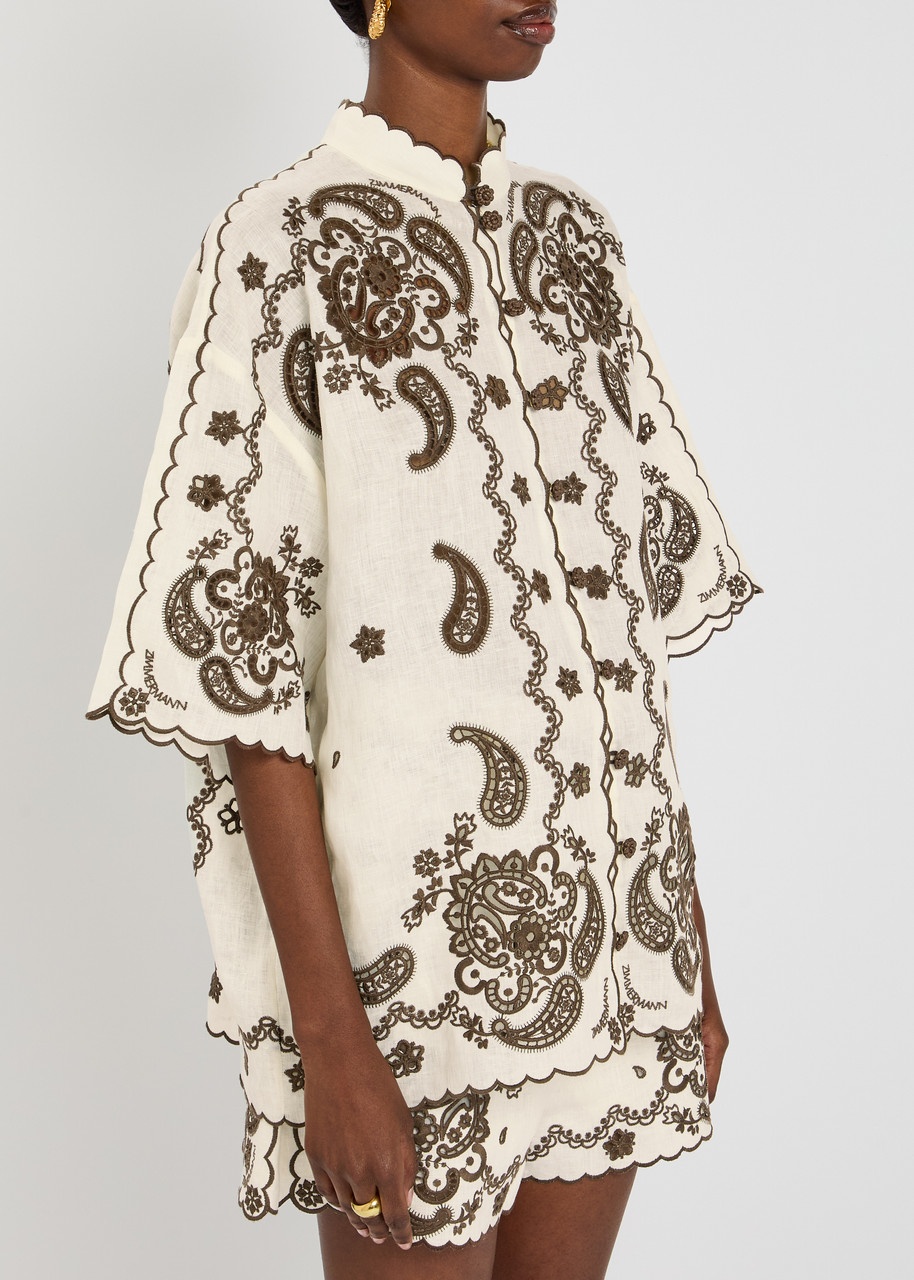 Zimmermann Ascension Embroidered Linen Shirt - 2