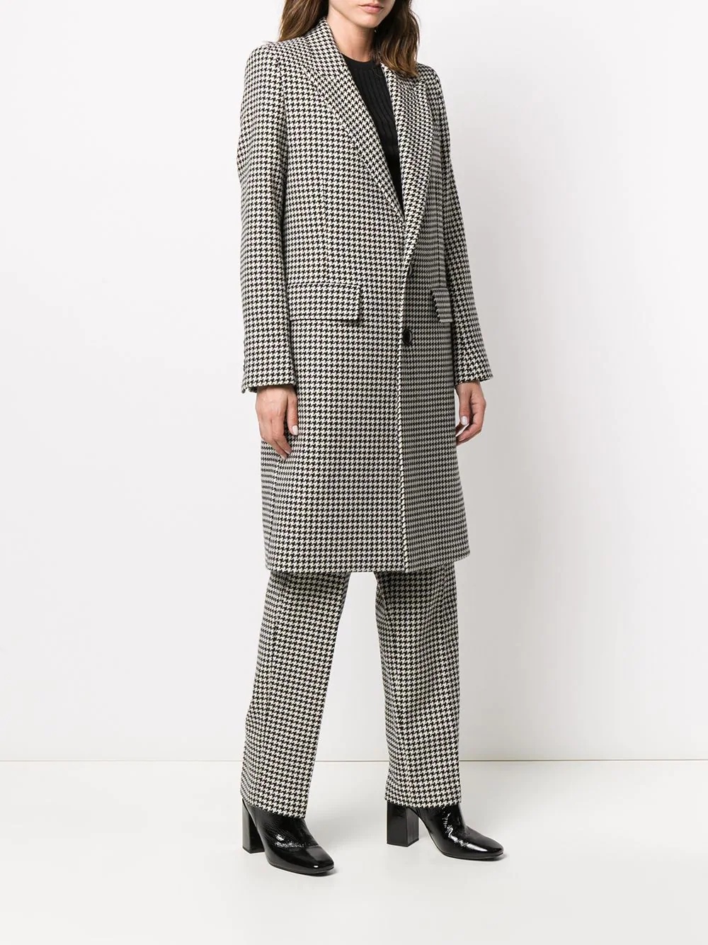 single-breasted houndstooth coat - 3