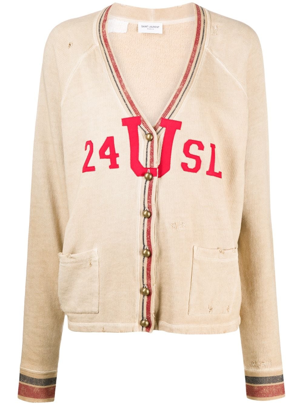 distressed varsity cardigan - 1