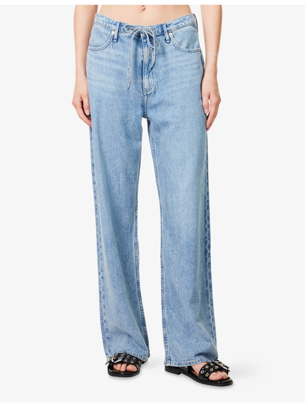 Phoebe Ultra Featherweight Wide-Leg Mid-Rise Cotton-Blend Jeans - 3