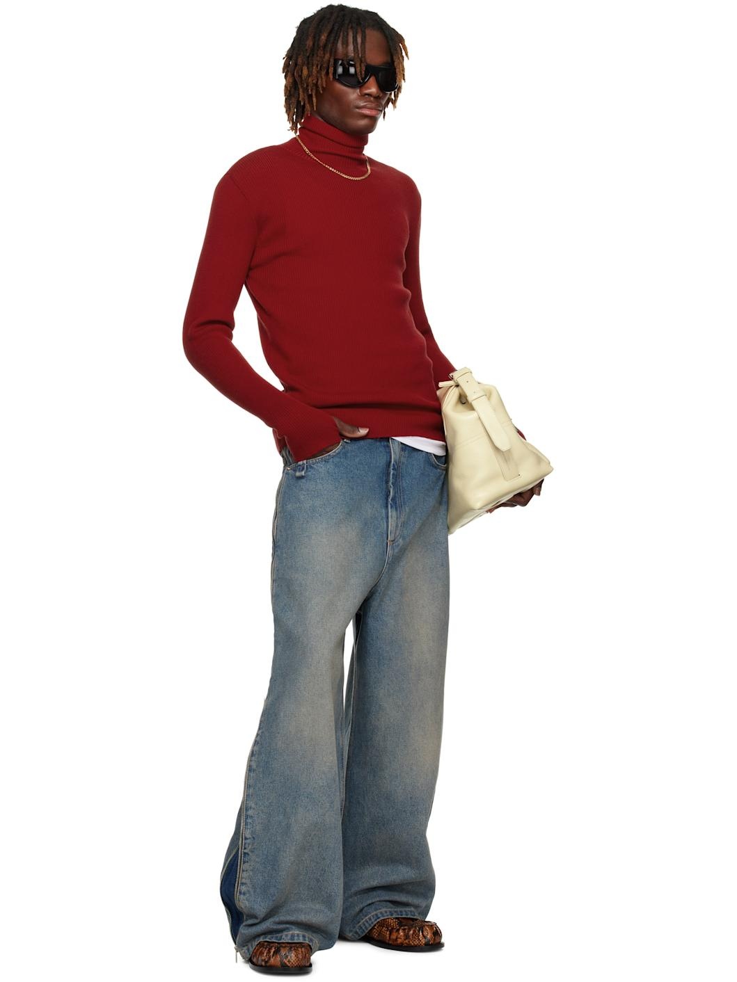 Blue Side Zip Jeans - 5
