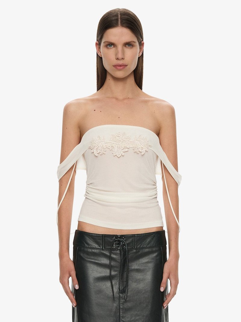 Hibiscus Embroidered Rib Foldover Cami 1
