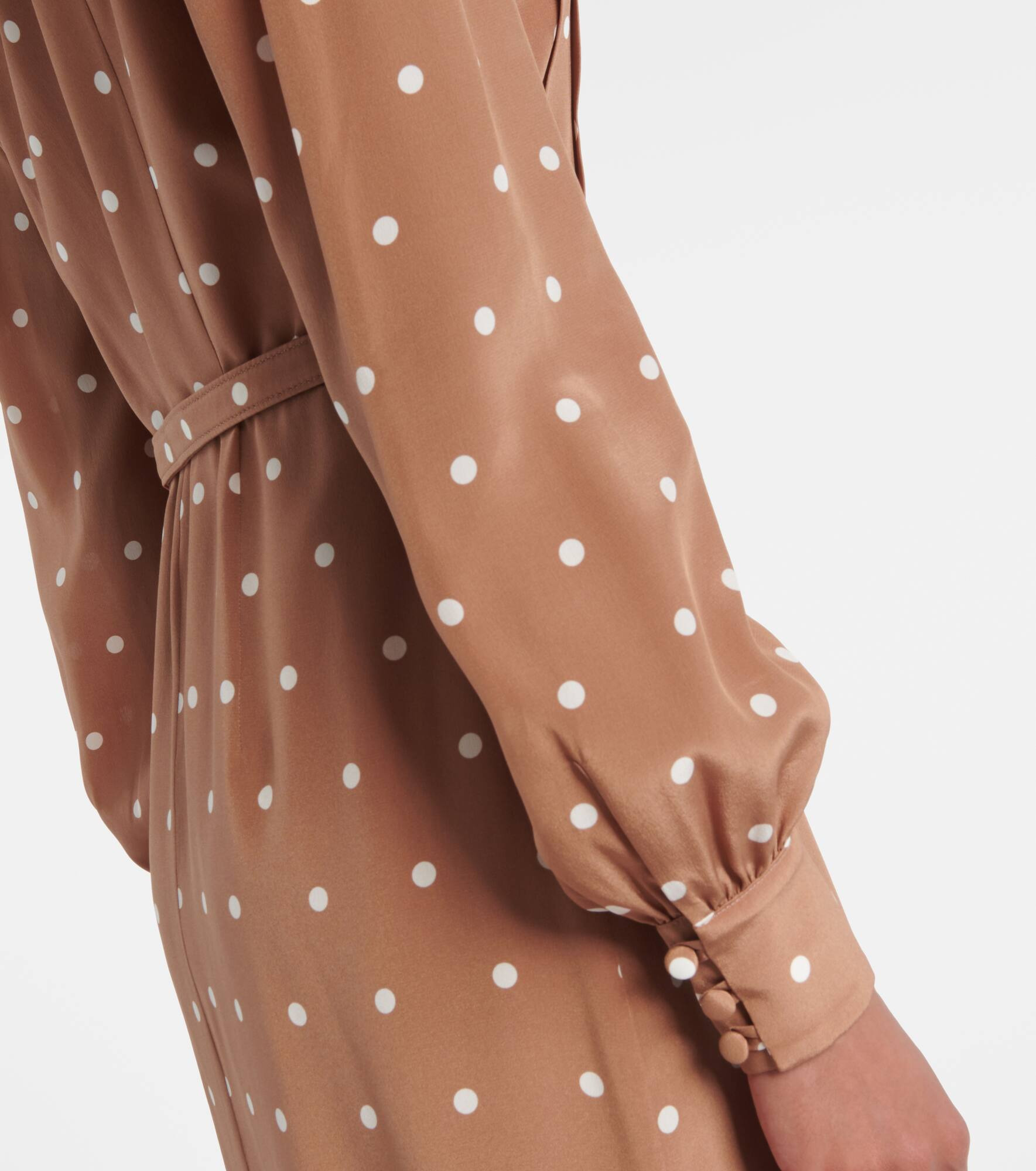Polka-dot silk satin shirt dress - 5