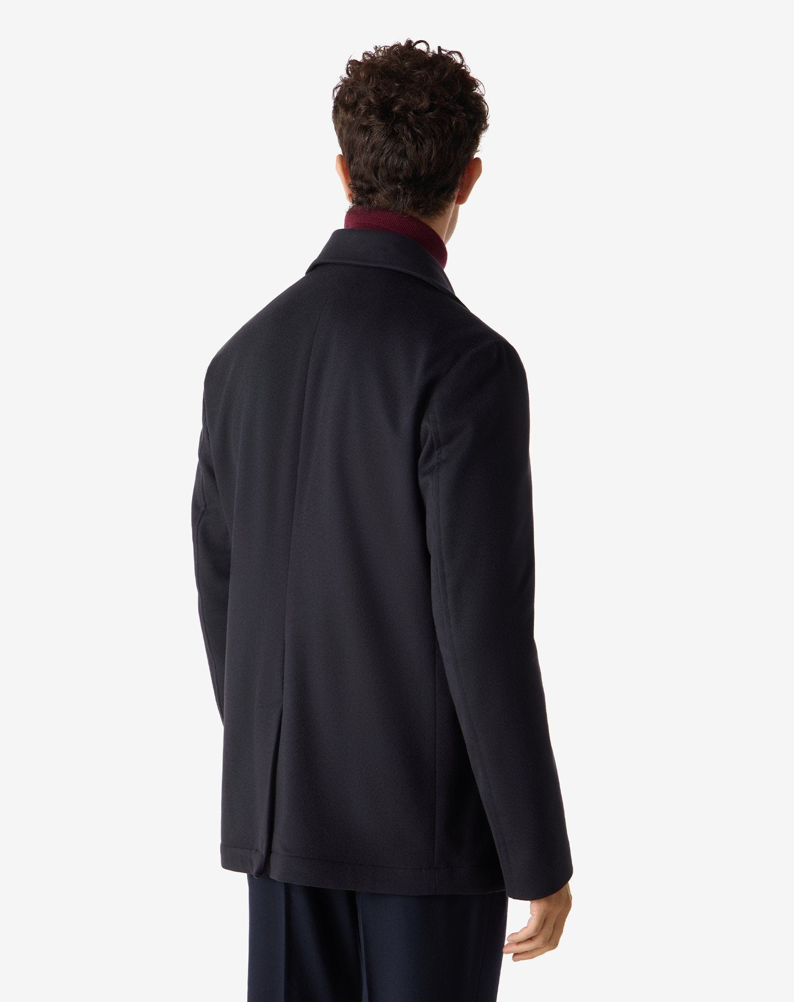 CORNELIANI Blue super fine wool beaver peacoat | REVERSIBLE