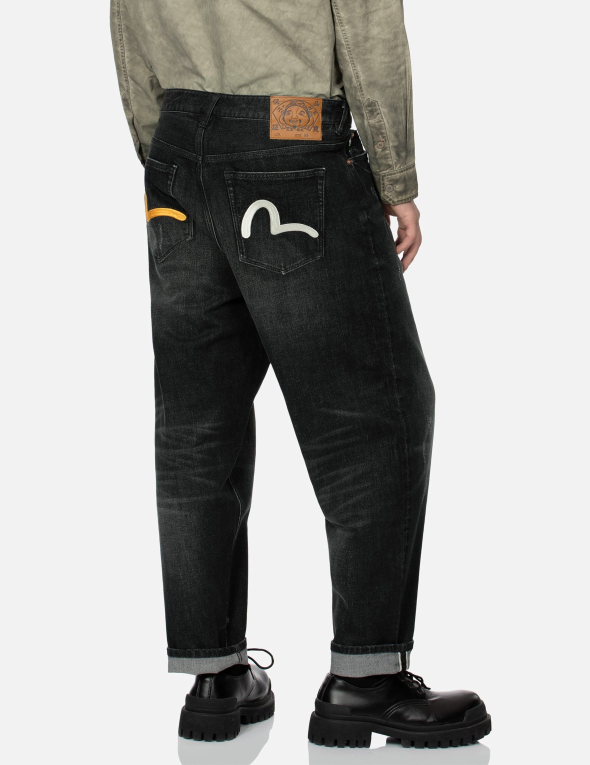 Washed Seagull Embroidery Fashion Fit Jeans - 7