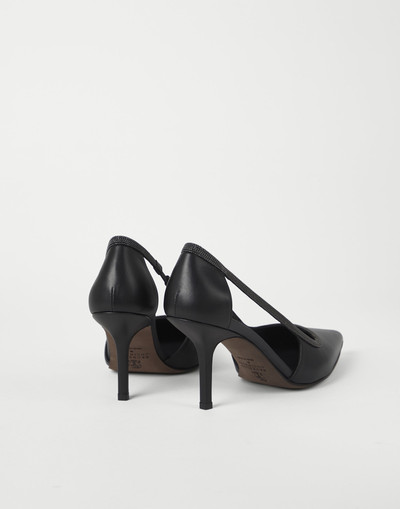 Brunello Cucinelli Nappa leather city heels with precious strap outlook