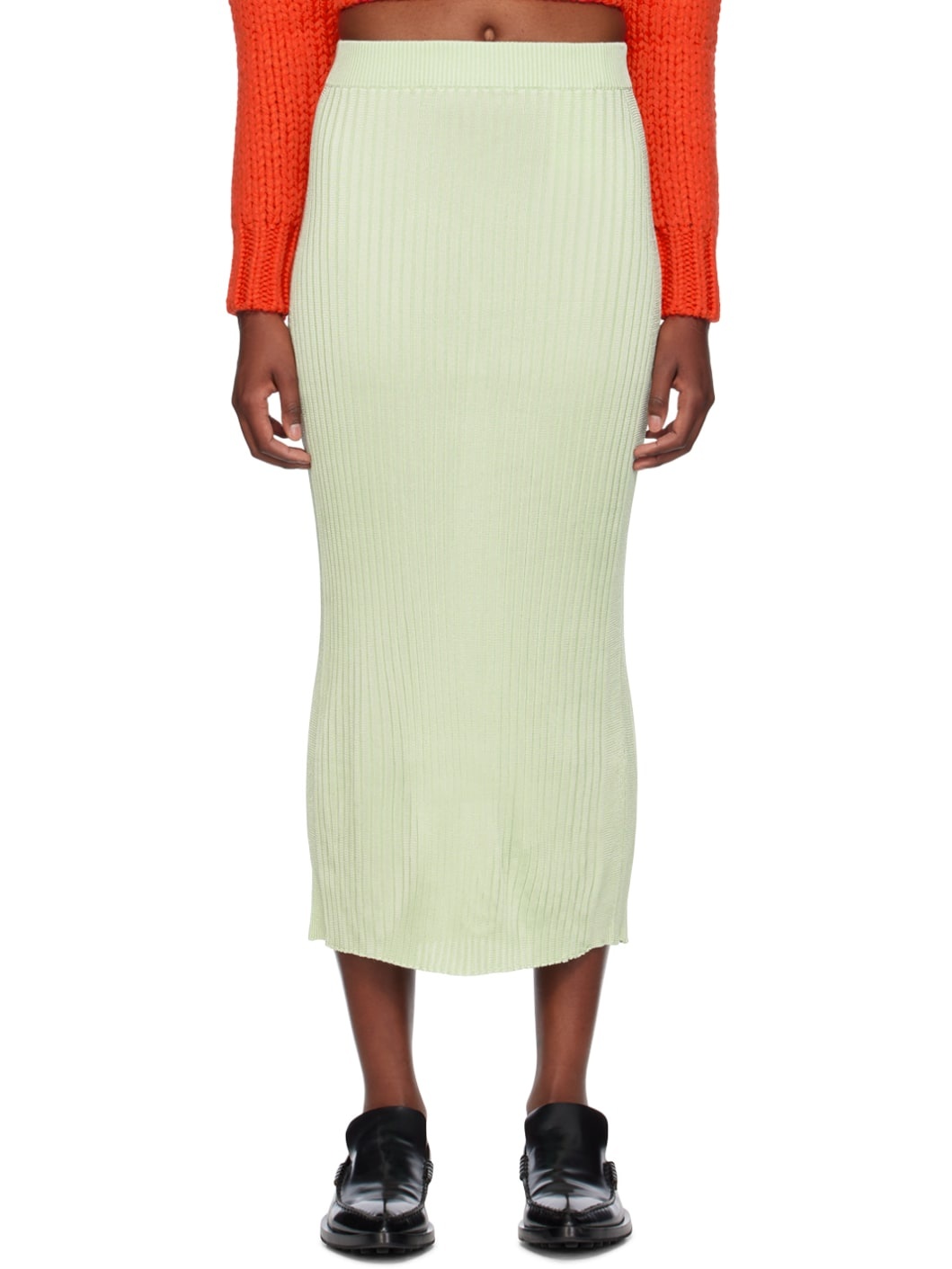 Green Paneled Midi Skirt - 1