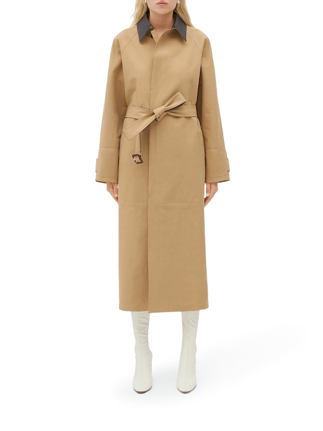 トレンチコート Bottega Veneta Cappuccino stretch cotton trench coat Bottega Veneta COTTON TRENCH COAT WITH BRAIDED COLLAR
