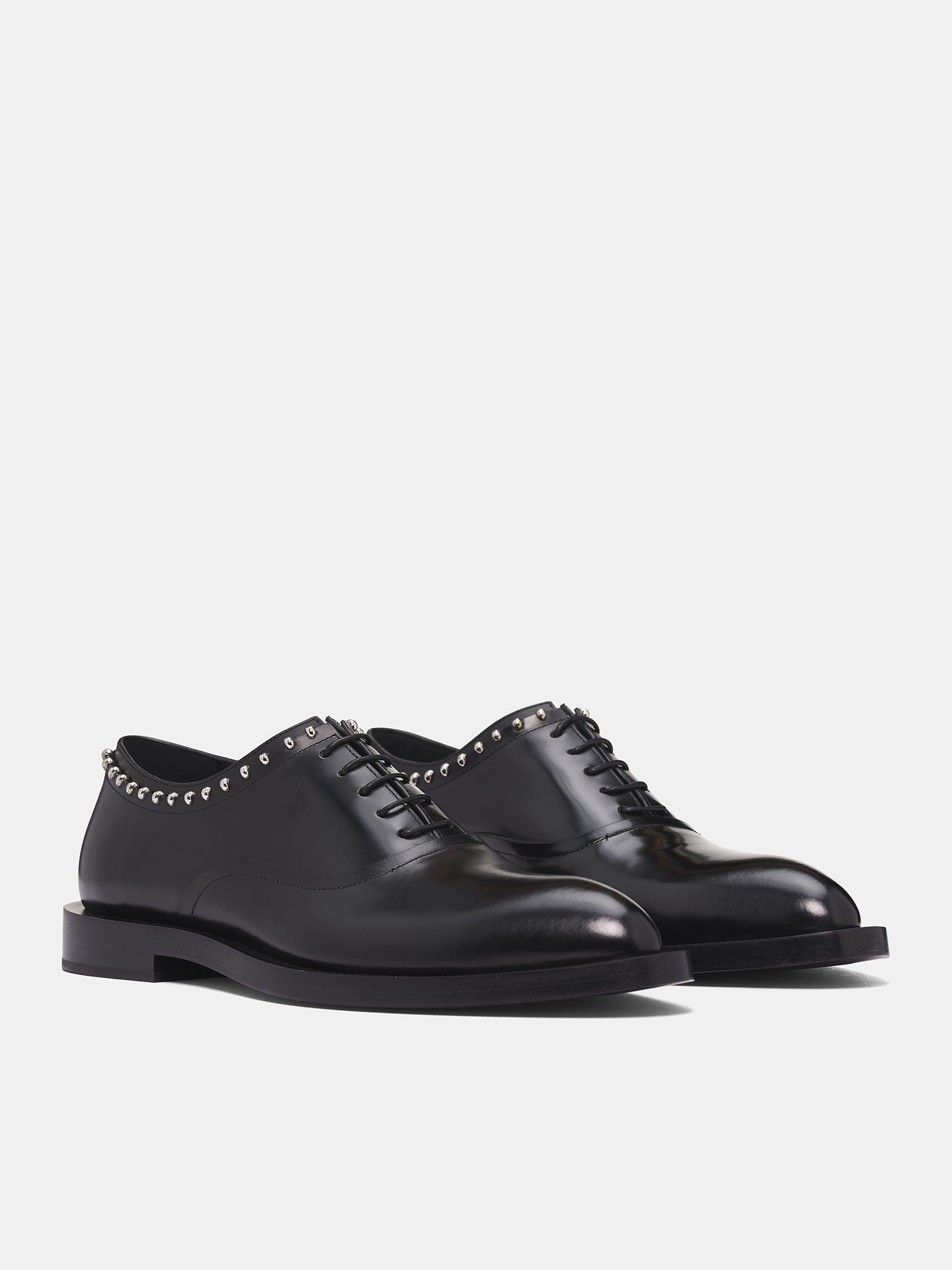 Black Studded Leather Shoes - 2