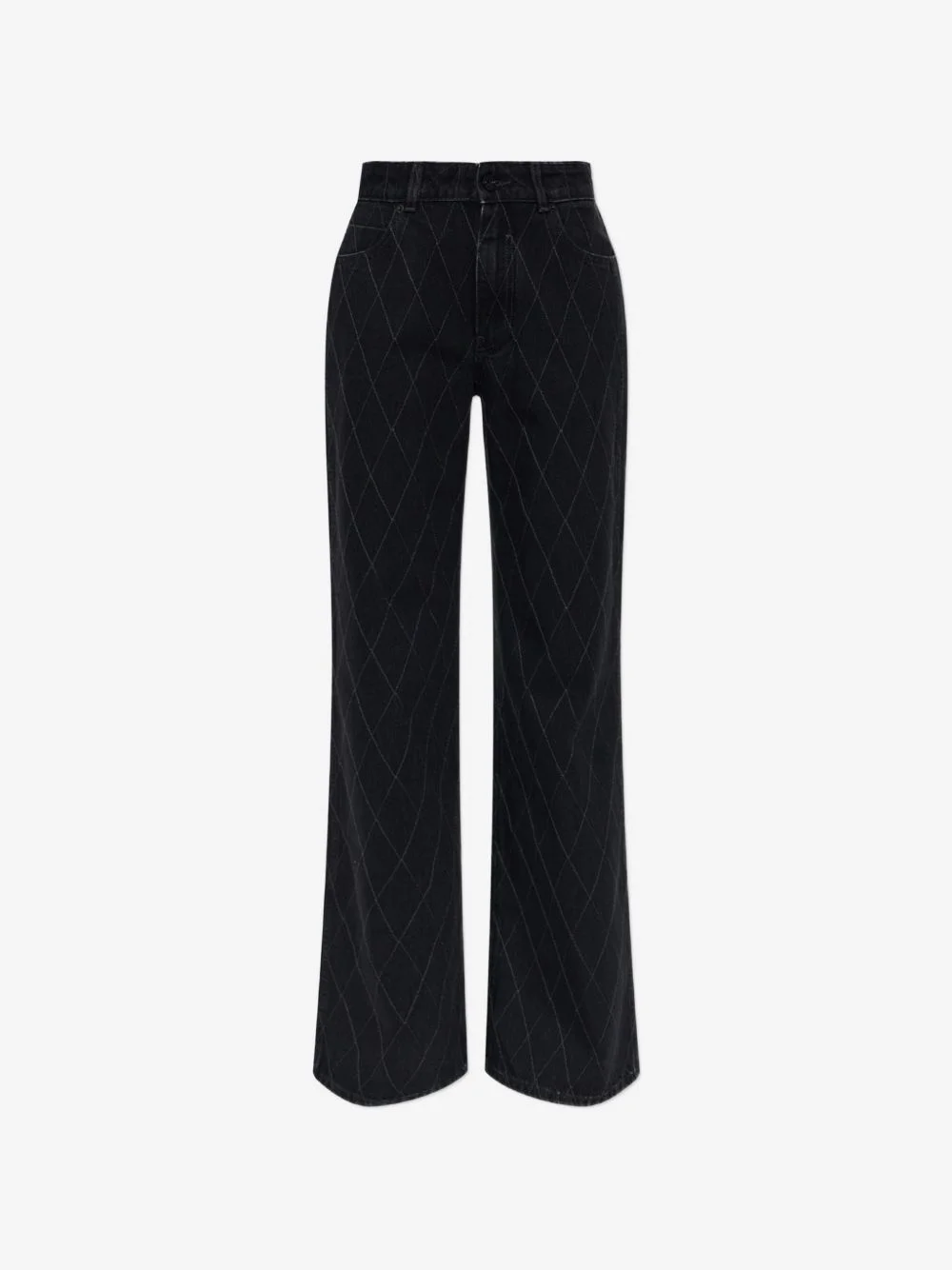 diamond-quilted wide-leg jeans - 1