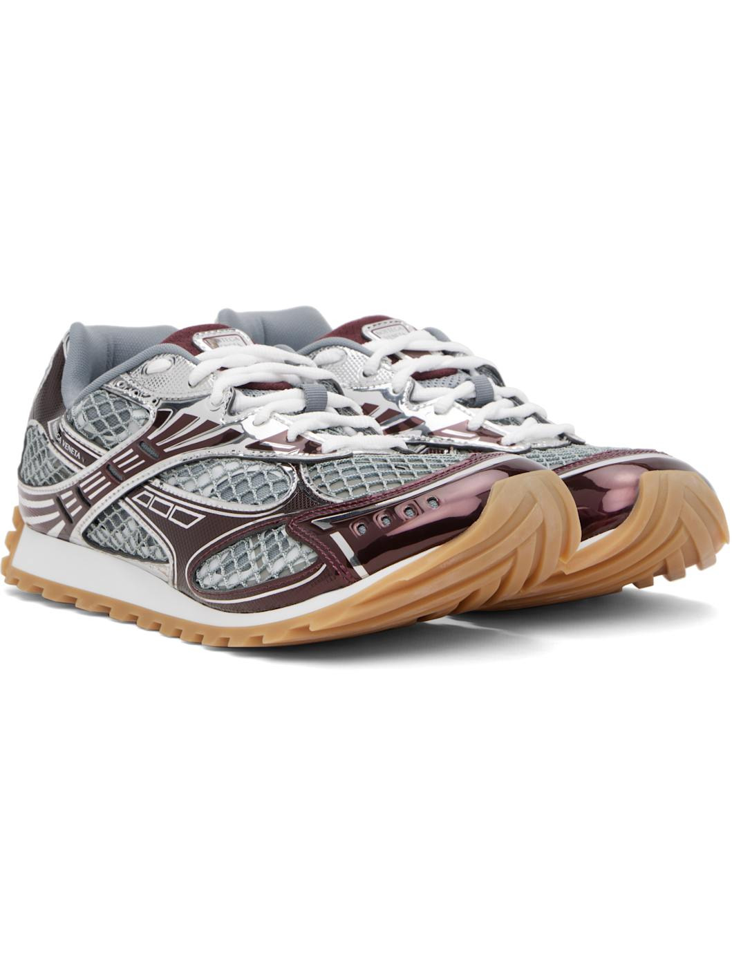 Burgundy & Silver Orbit Sneakers - 4