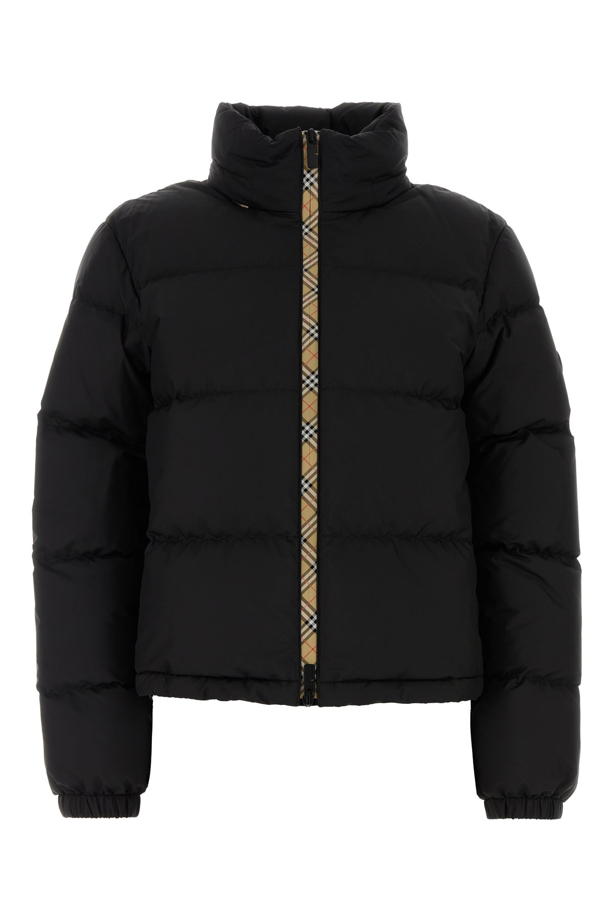 Black polyester down jacket - 1