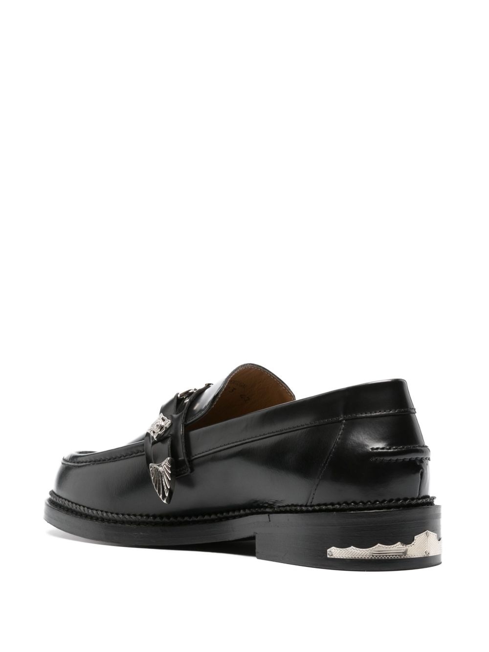 logo-plaque leather loafers - 3