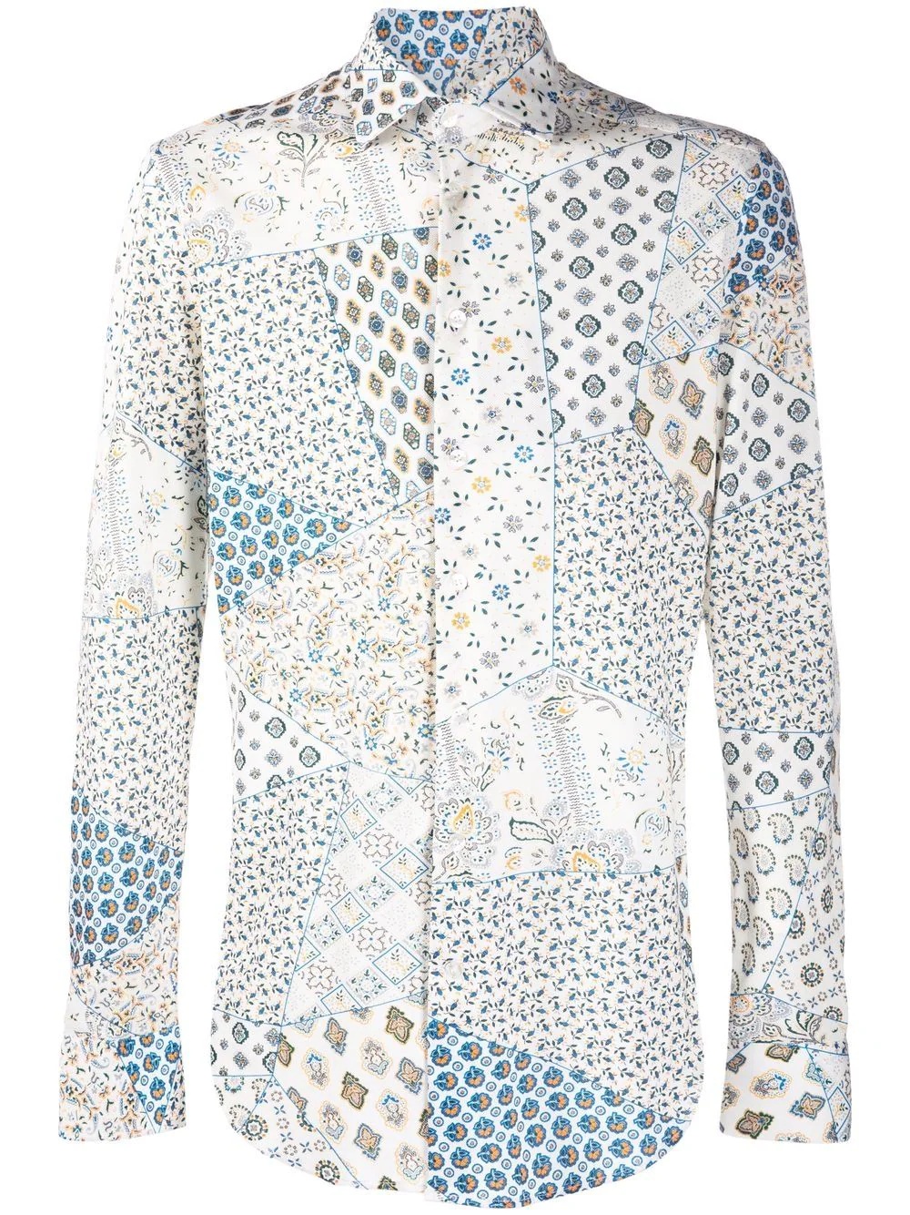 mix-print patchwork cotton shirt - 1