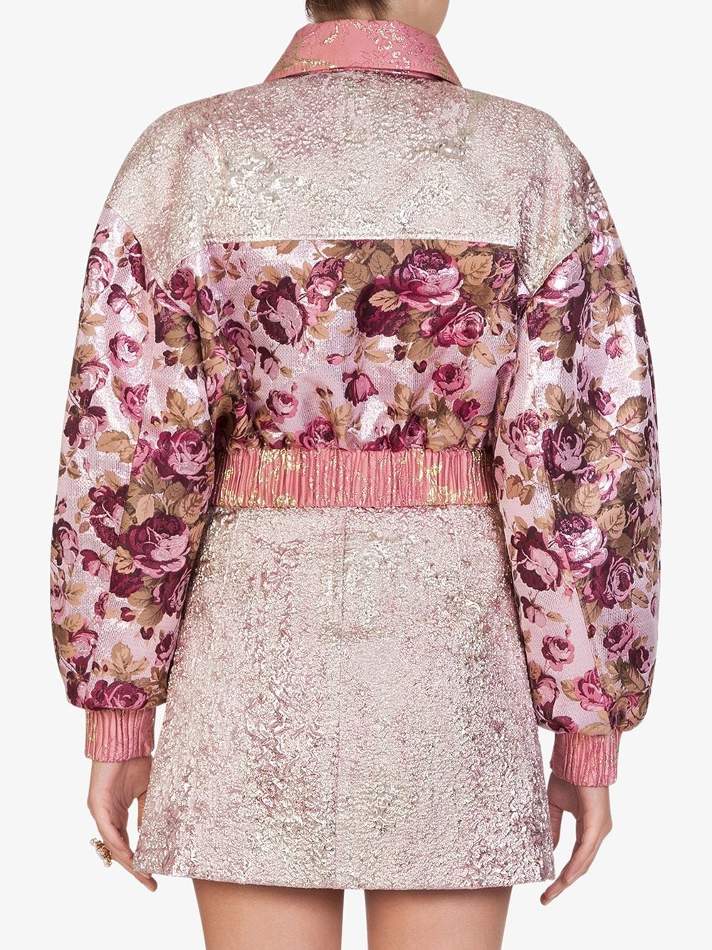 floral jacquard bomber jacket - 4