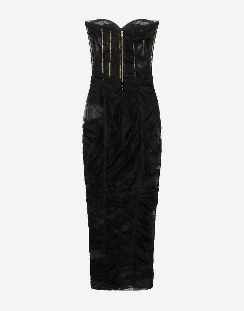 Dolce & Gabbana Tulle calf-length corset dress with draping outlook