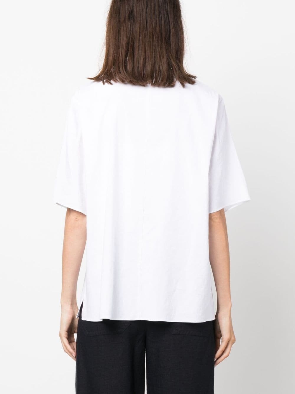 split-neck short-sleeved blouse - 4