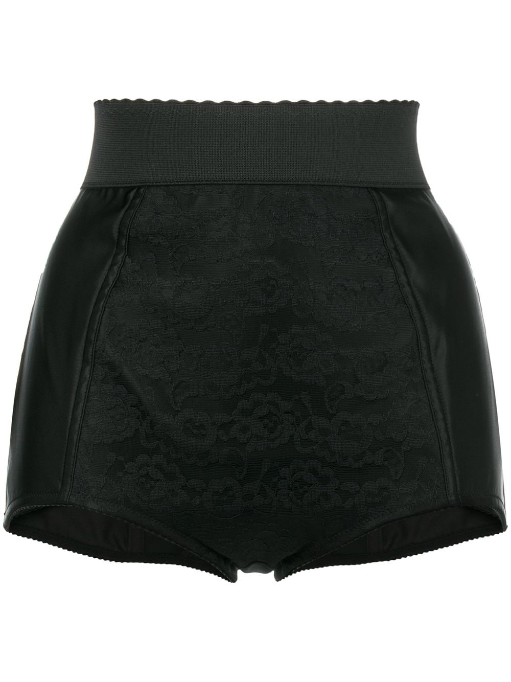 lace-panelled satin shorts - 1