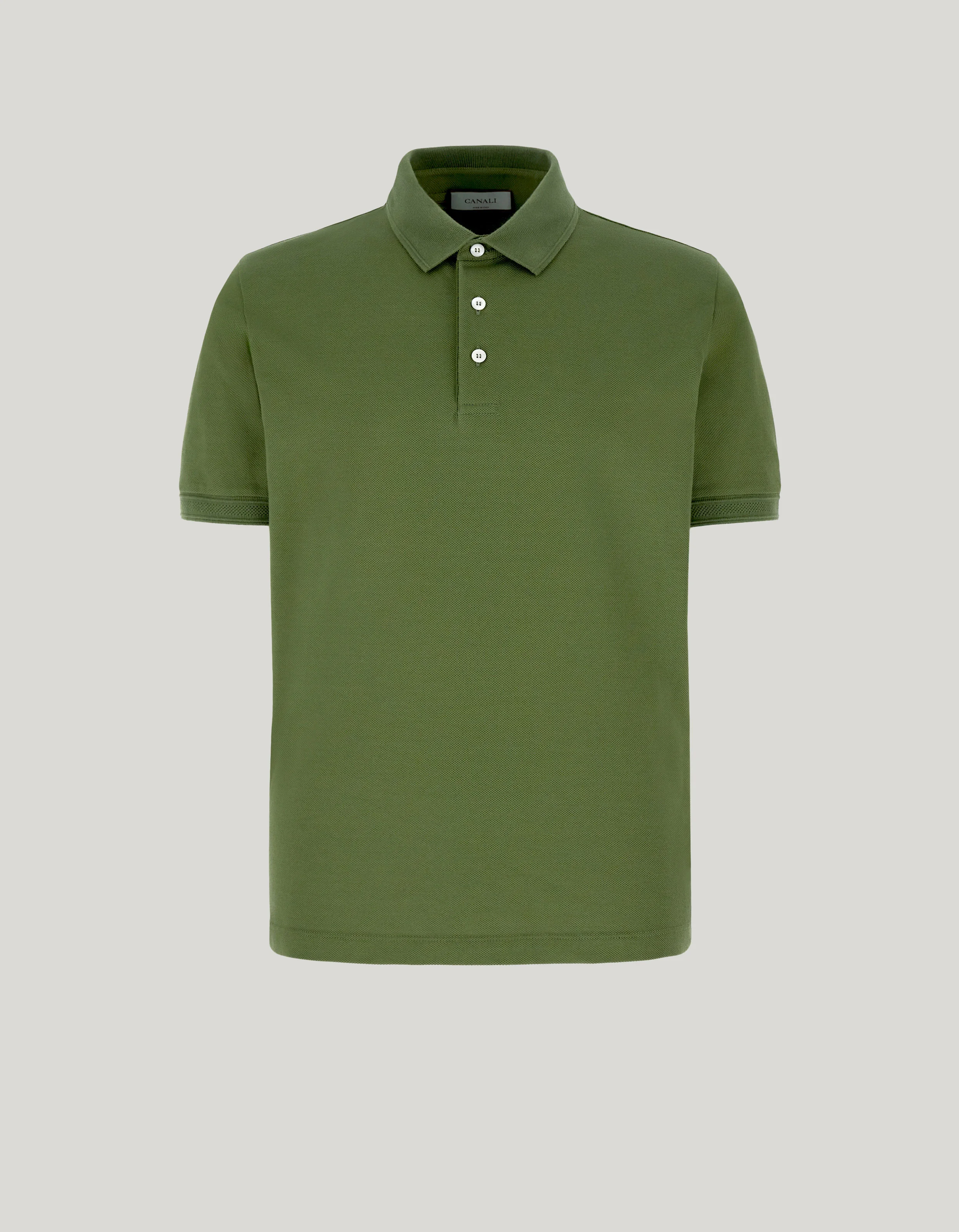 OLIVE GREEN POLO SHIRT IN SOFT COTTON PIQUÉ - 1