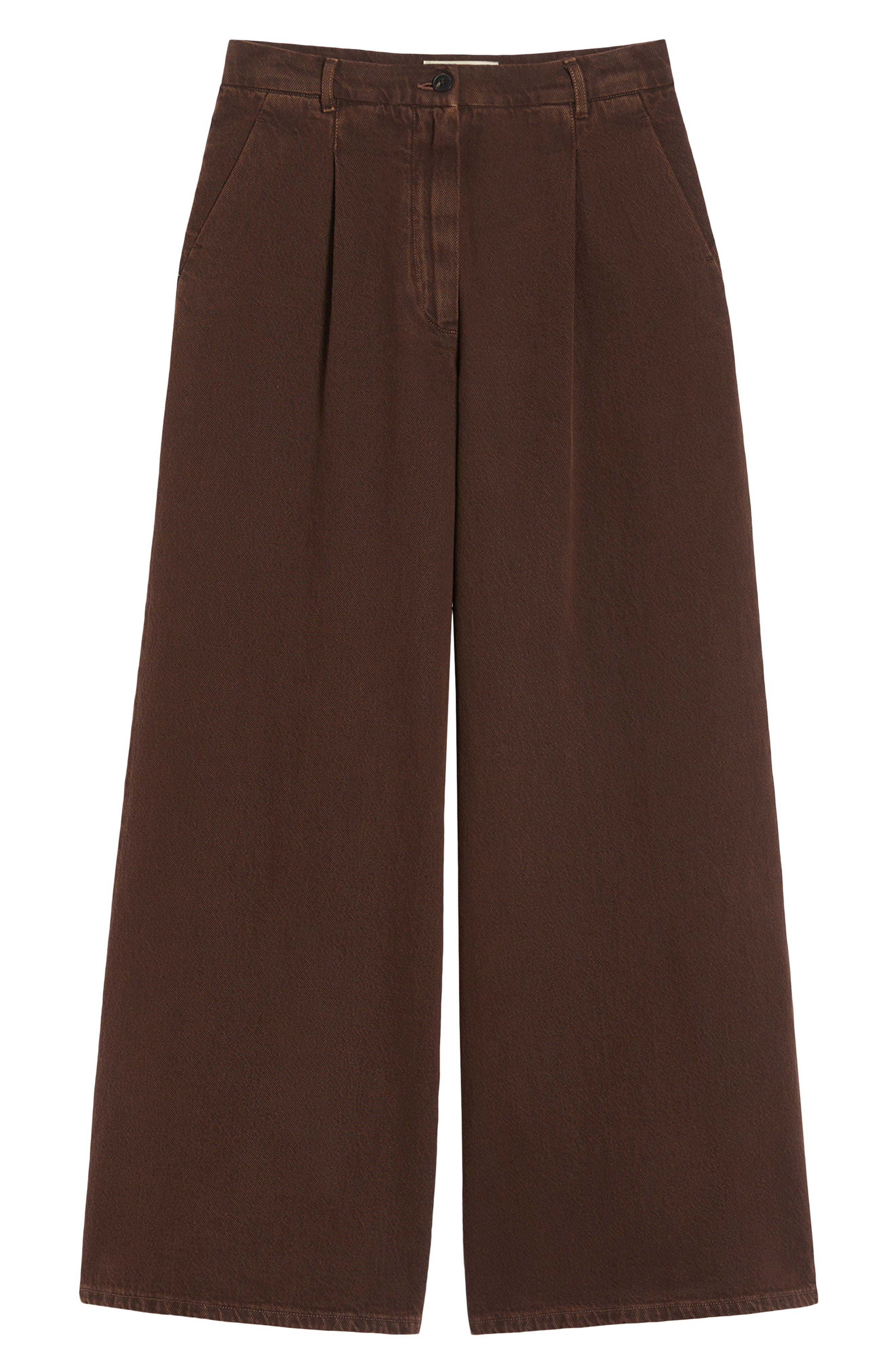 Weekend Max Mara Nanda Pleated High Waist Wide Leg Jeans in Chocolate at Nordstrom - 3
