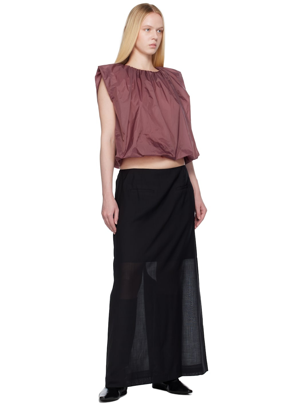 Purple Nylon Volume Shirring Top - 4