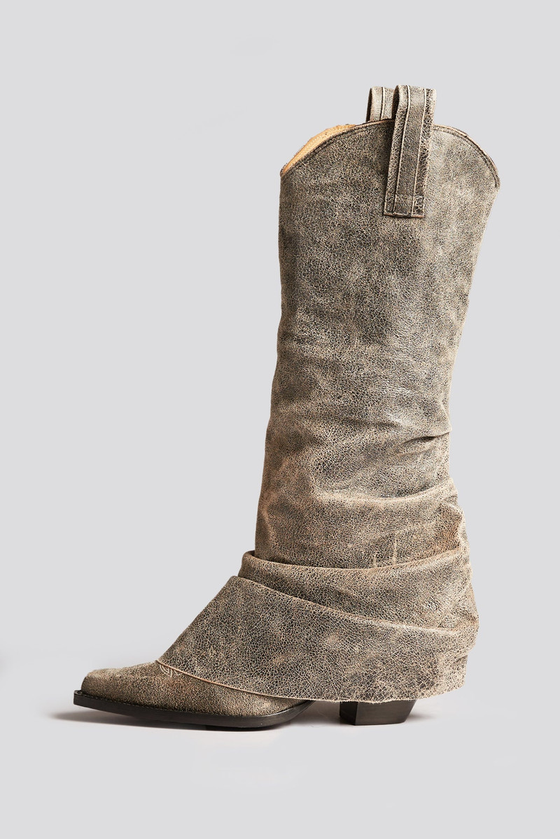 R13 MID COWBOY BOOT - DISTRESSED BLACK outlook