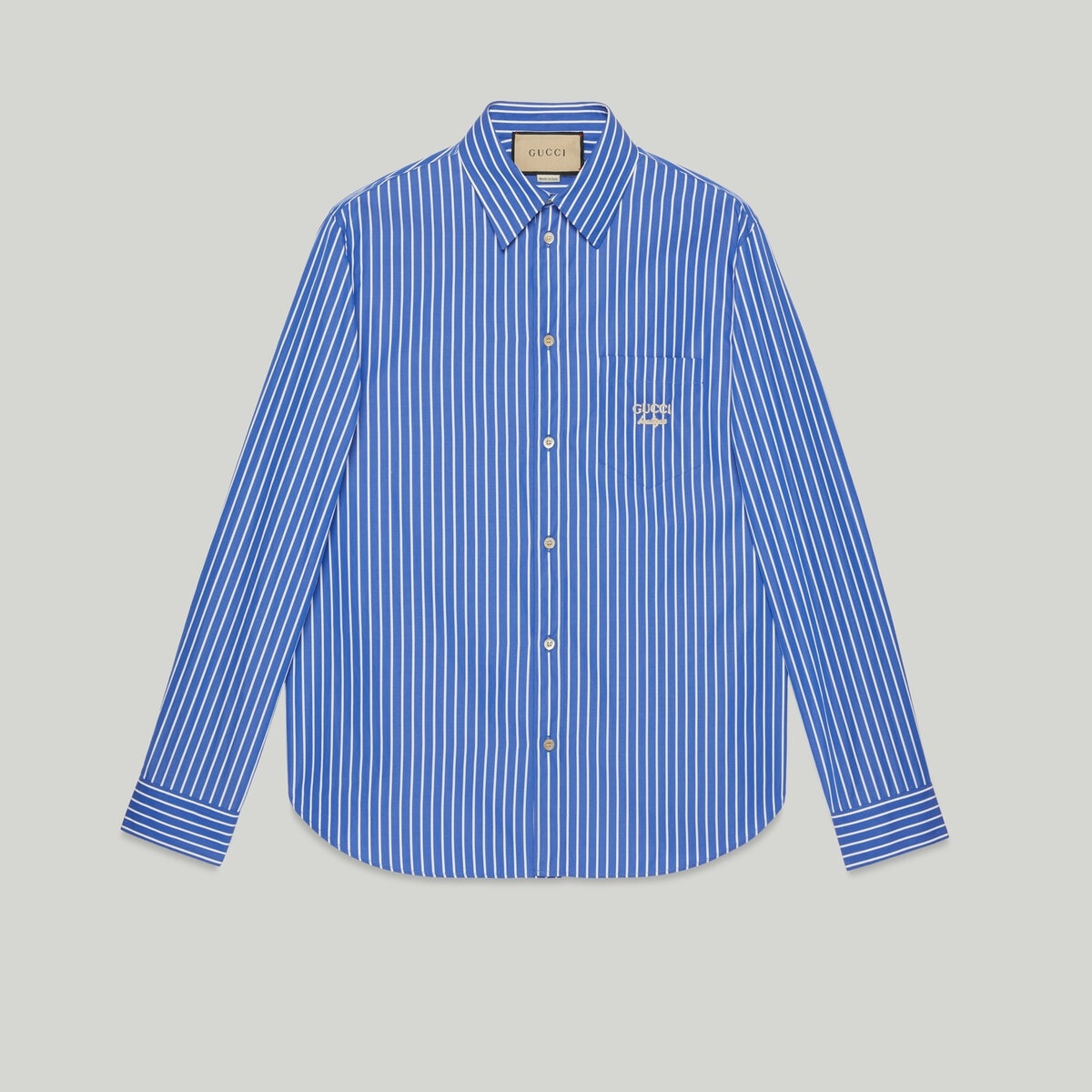 Striped cotton shirt with embroidery - 1