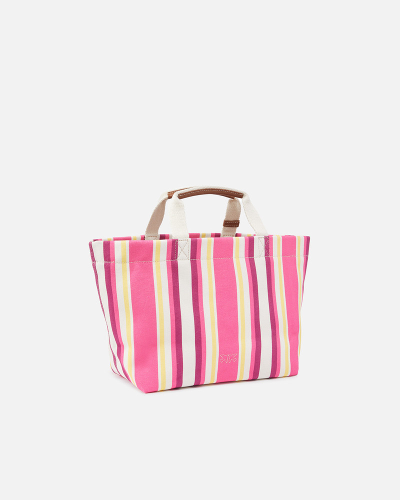 PINKO MEDIUM SHOPPER BAG IN STRIPED CANVAS outlook