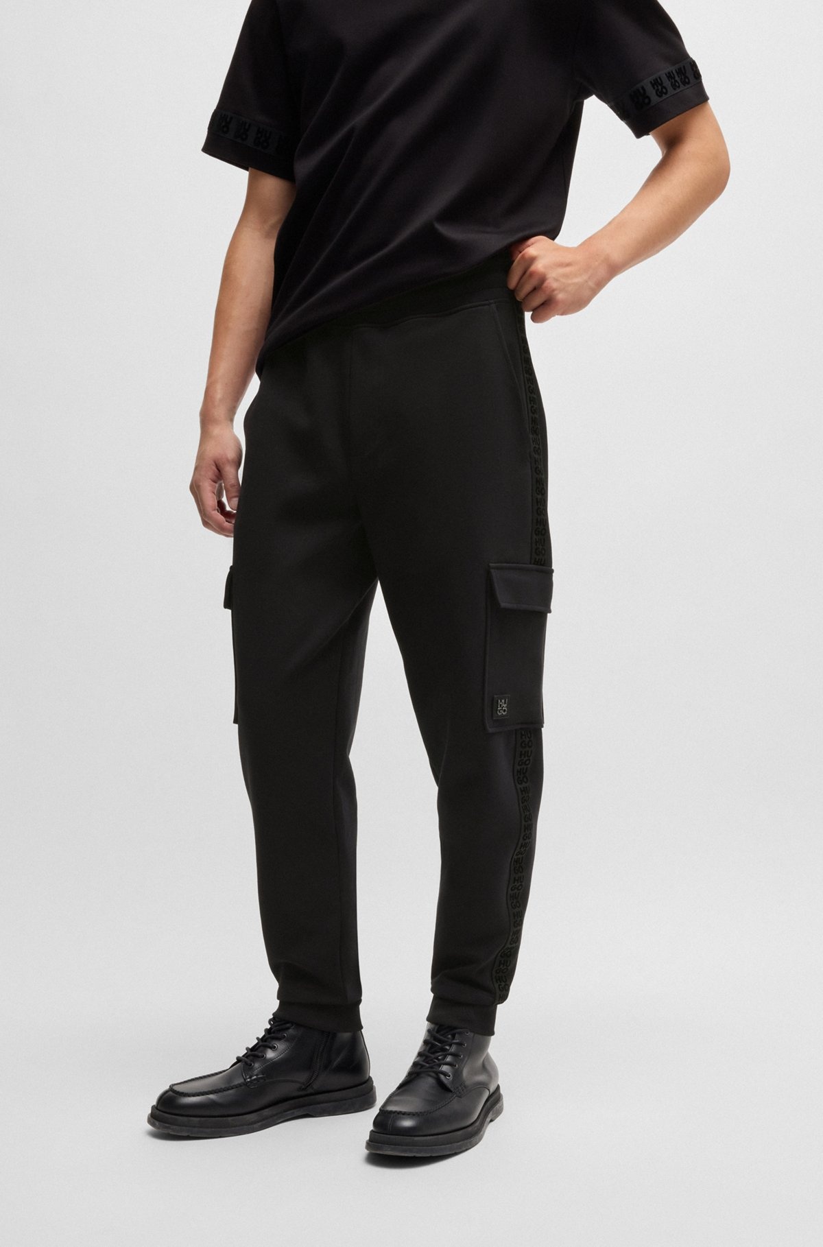 STRETCH-COTTON TRACKSUIT BOTTOMS WITH STACKED LOGO - 2