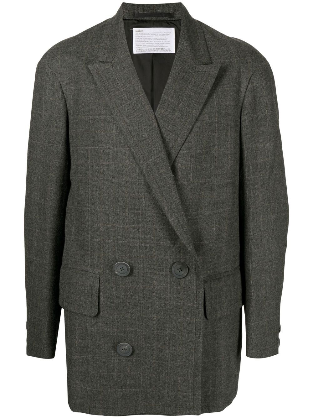 check-pattern double-breasted blazer - 1