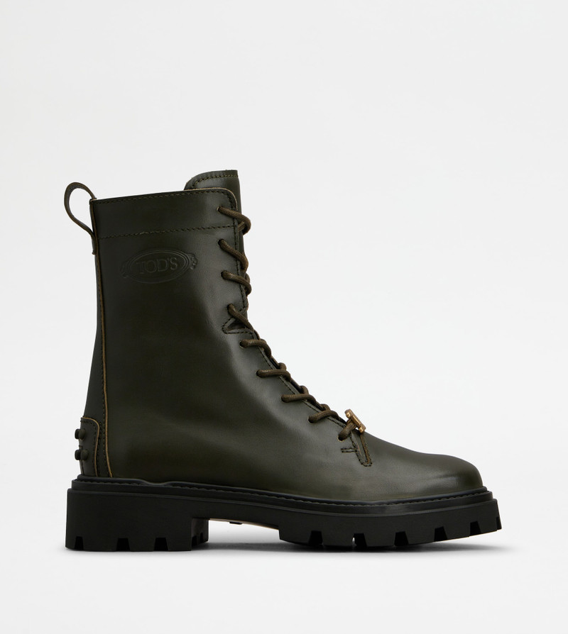 COMBAT BOOTS IN LEATHER - GREEN - 1