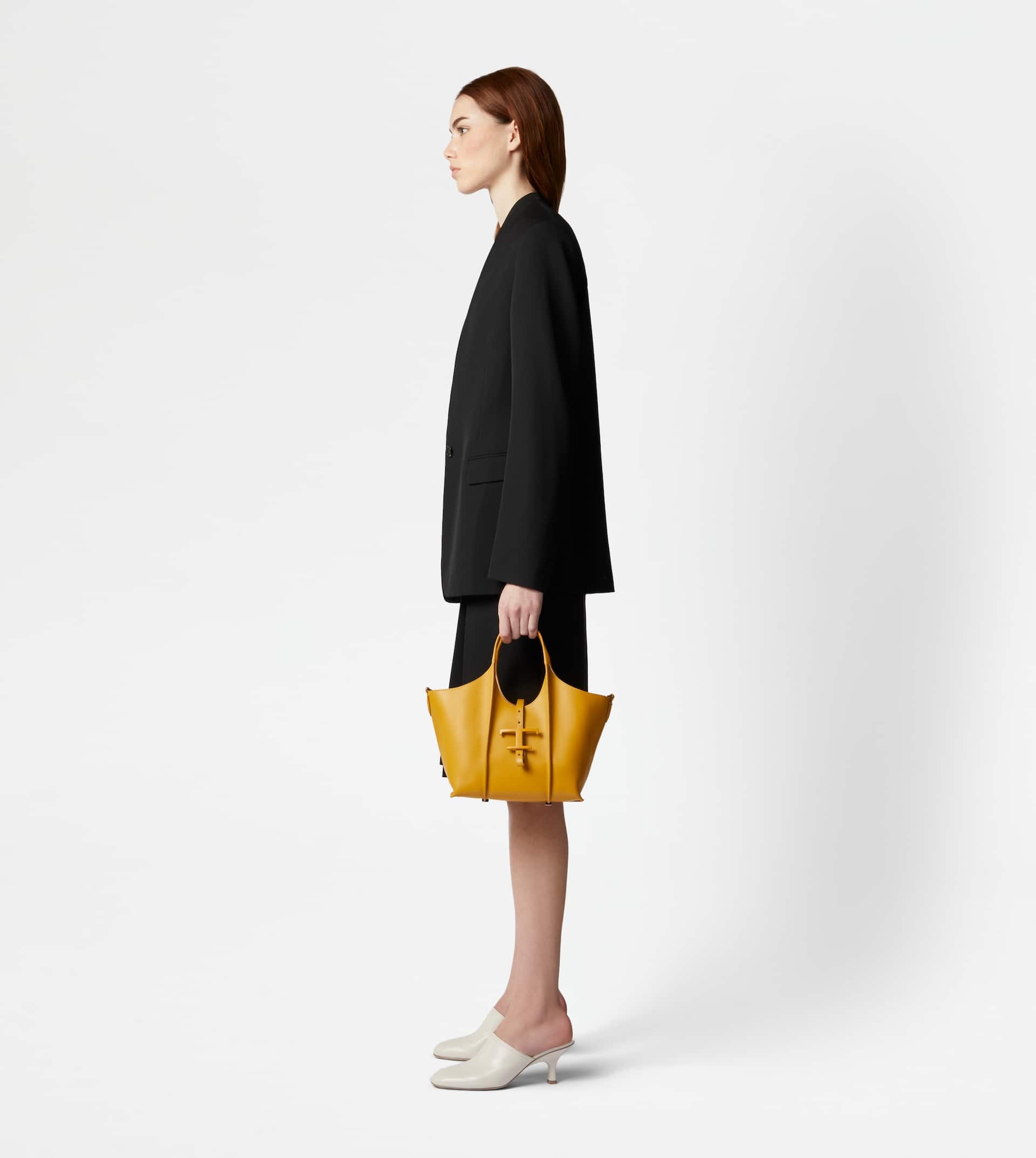 T TIMELESS SHOPPING BAG IN LEATHER MINI - YELLOW - 4