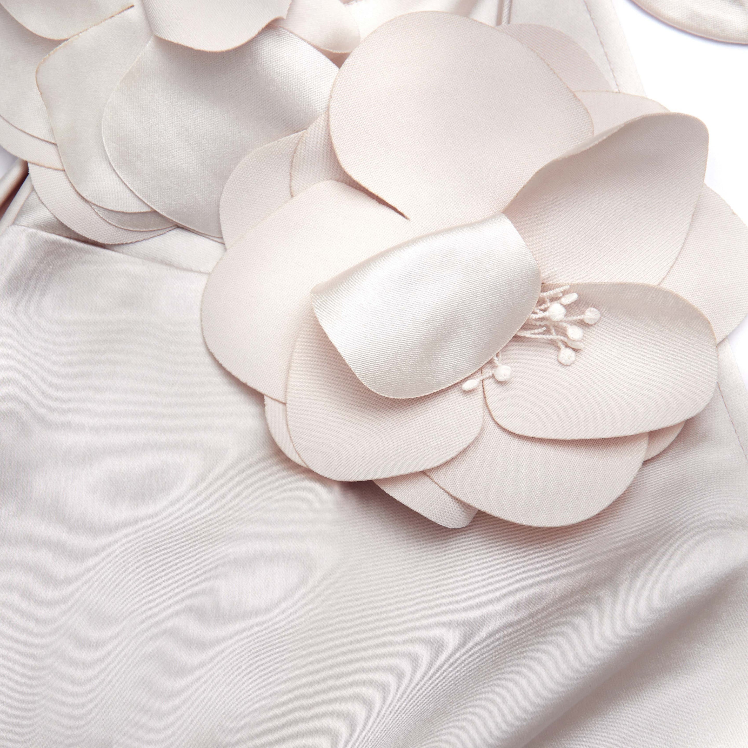Champagne Flower Satin Maxi Dress - 5