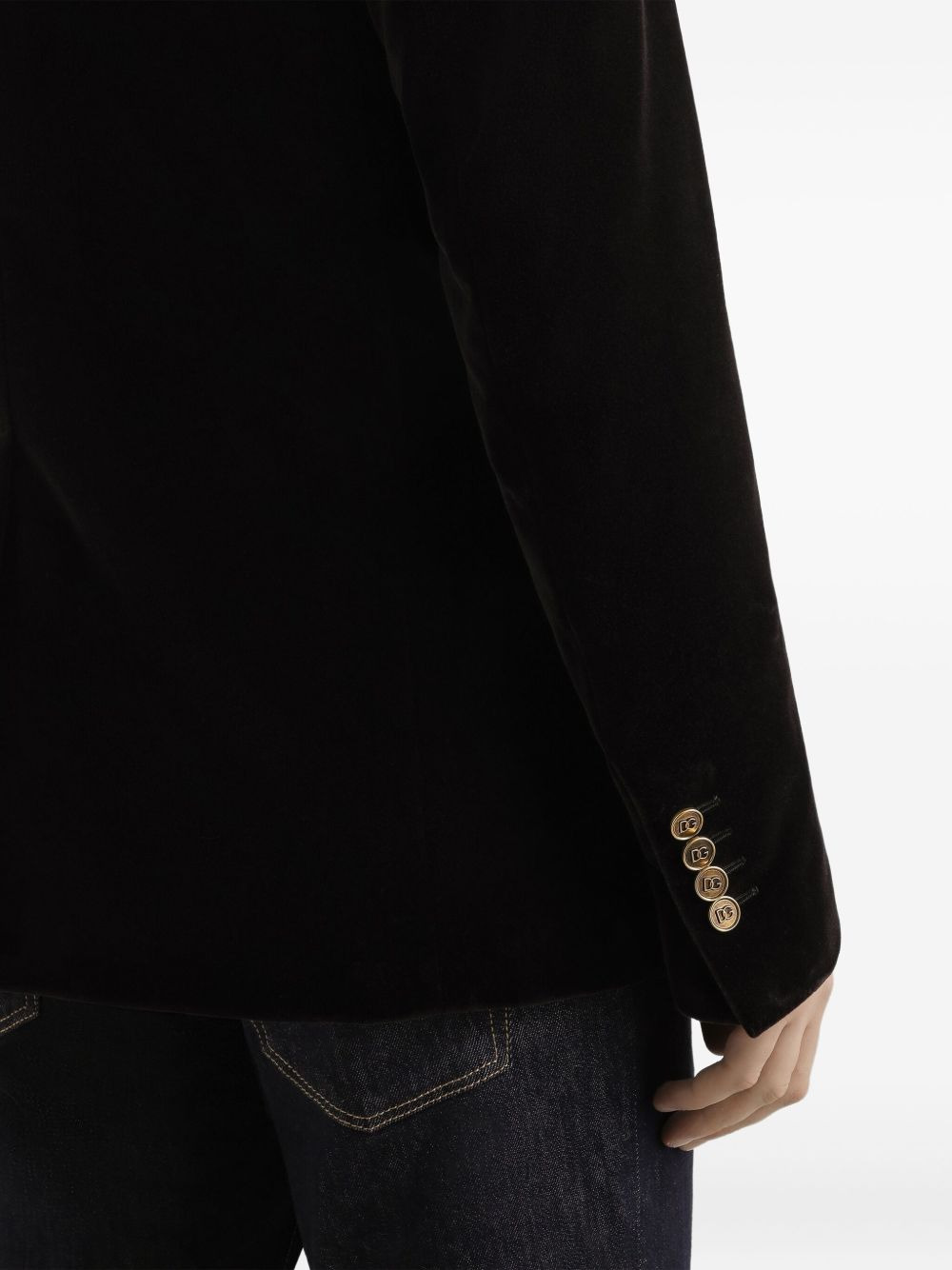 velvet gold-button blazer - 5