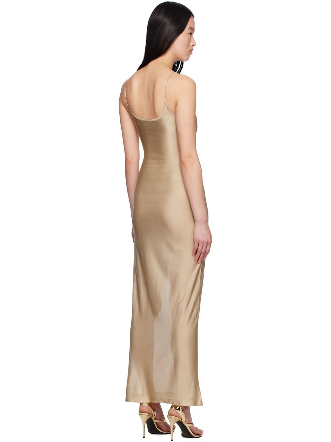 Beige Knit Slip Dress - 3