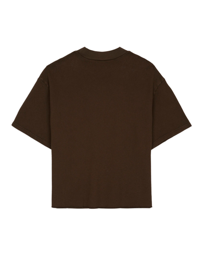 BRAIN DEAD Boxy Thermal Mock Neck T-Shirt - Brown outlook
