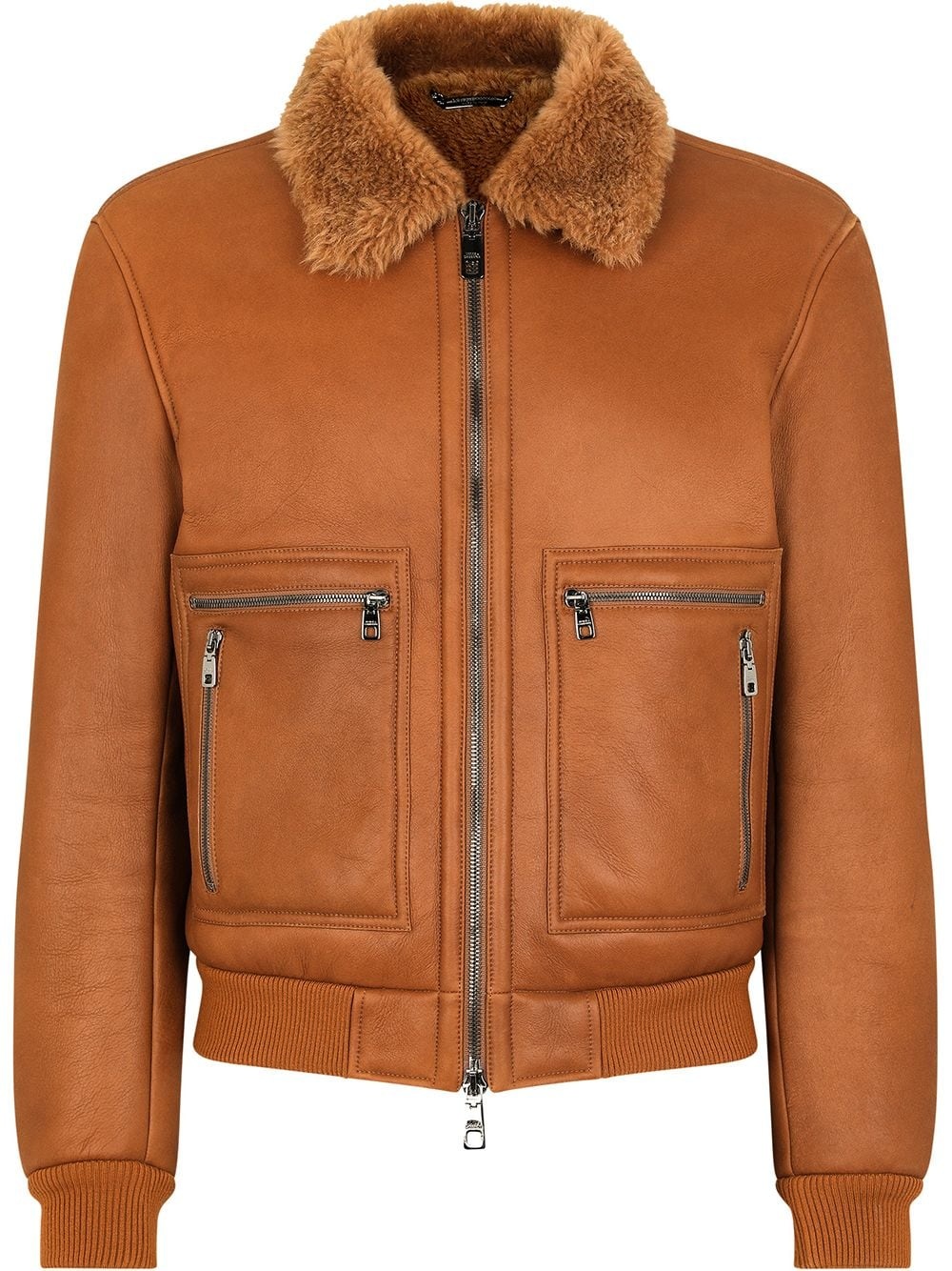 shearling lined bomber jacket - 1