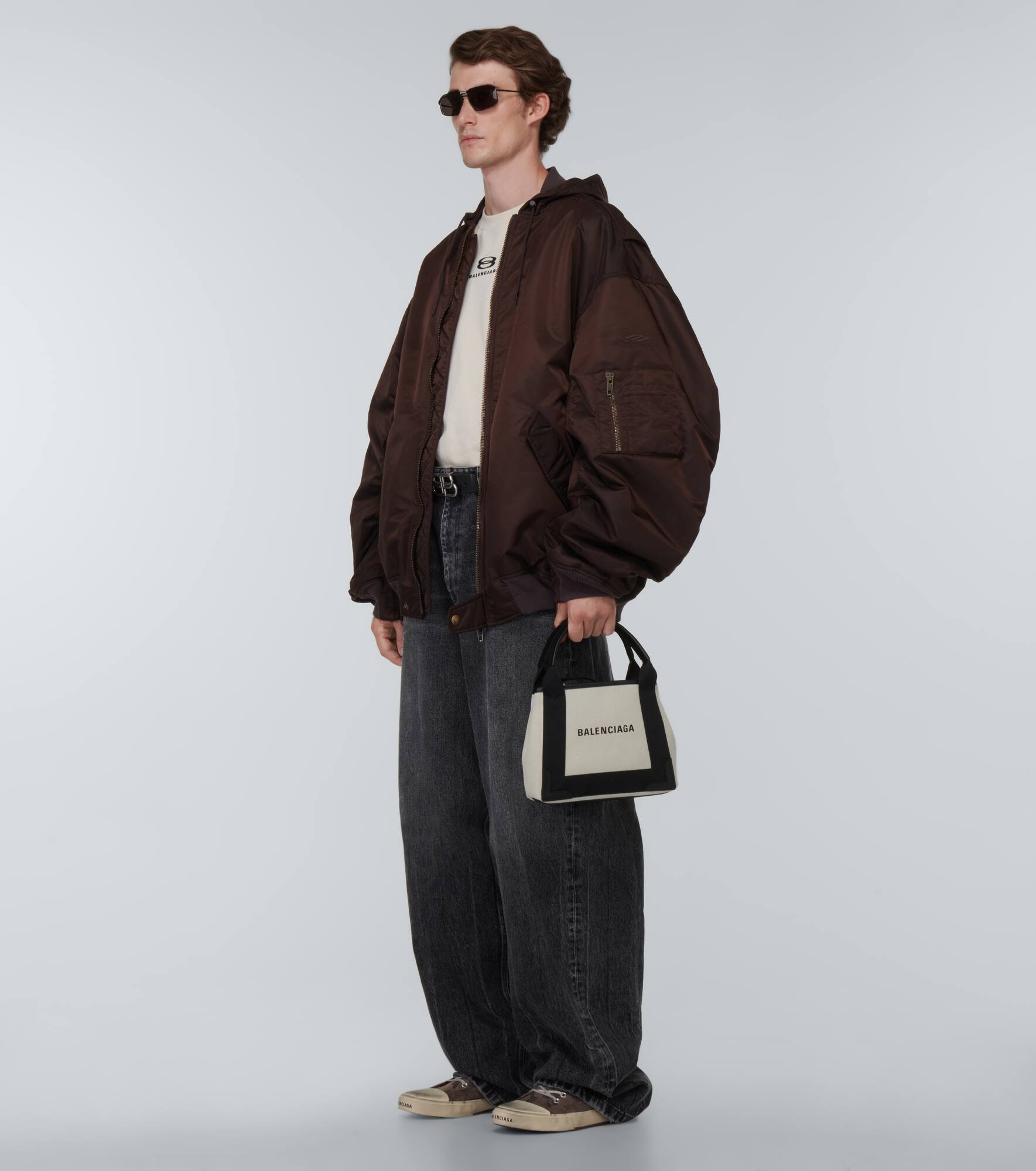 Cabas leather-trimmed canvas tote bag - 8