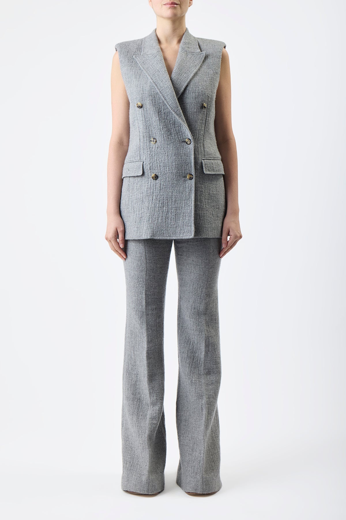 Rhein Pant in Light Grey Cashmere Linen - 3