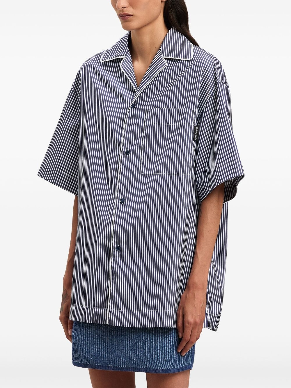 logo-print striped shirt - 4