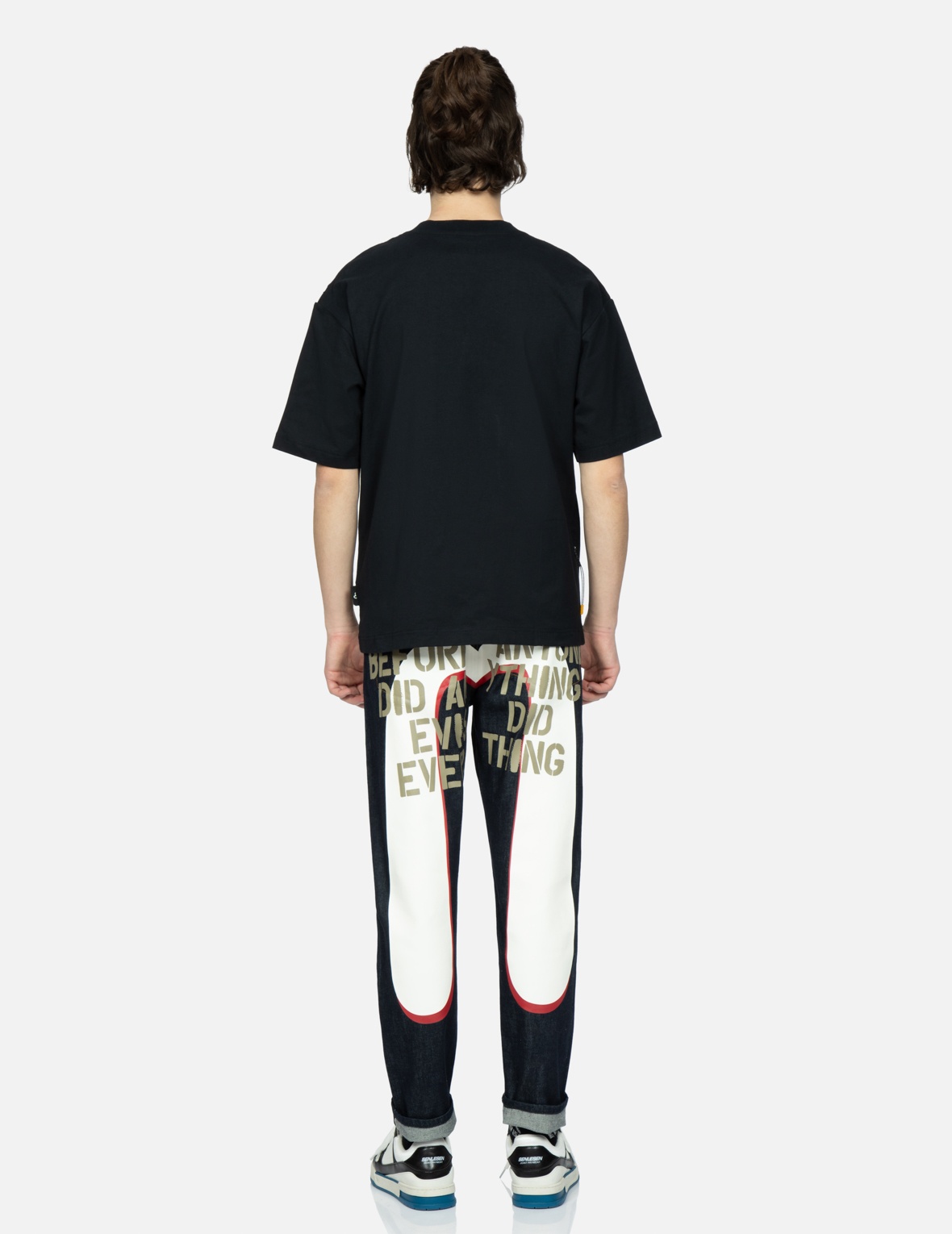 STENCIL SLOGAN AND LAYERED DAICOCK PRINT CARROT-FIT JEANS #2017 - 5
