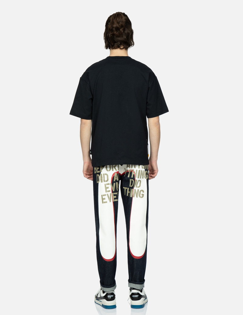 STENCIL SLOGAN AND LAYERED DAICOCK PRINT CARROT-FIT JEANS #2017 5