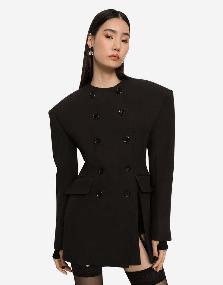 Double crepe jacket with side slit - 4