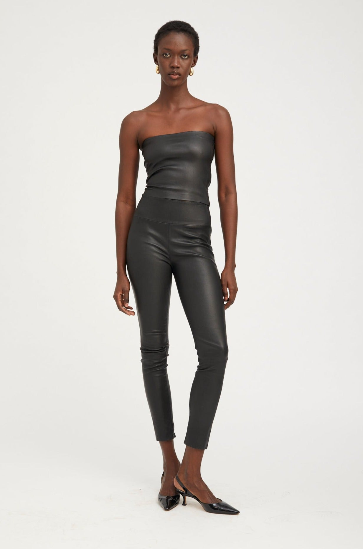 BLACK LEATHER TUBE TOP - 2