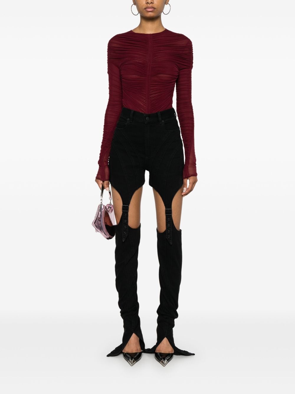 gathered semi-sheer bodysuit - 2