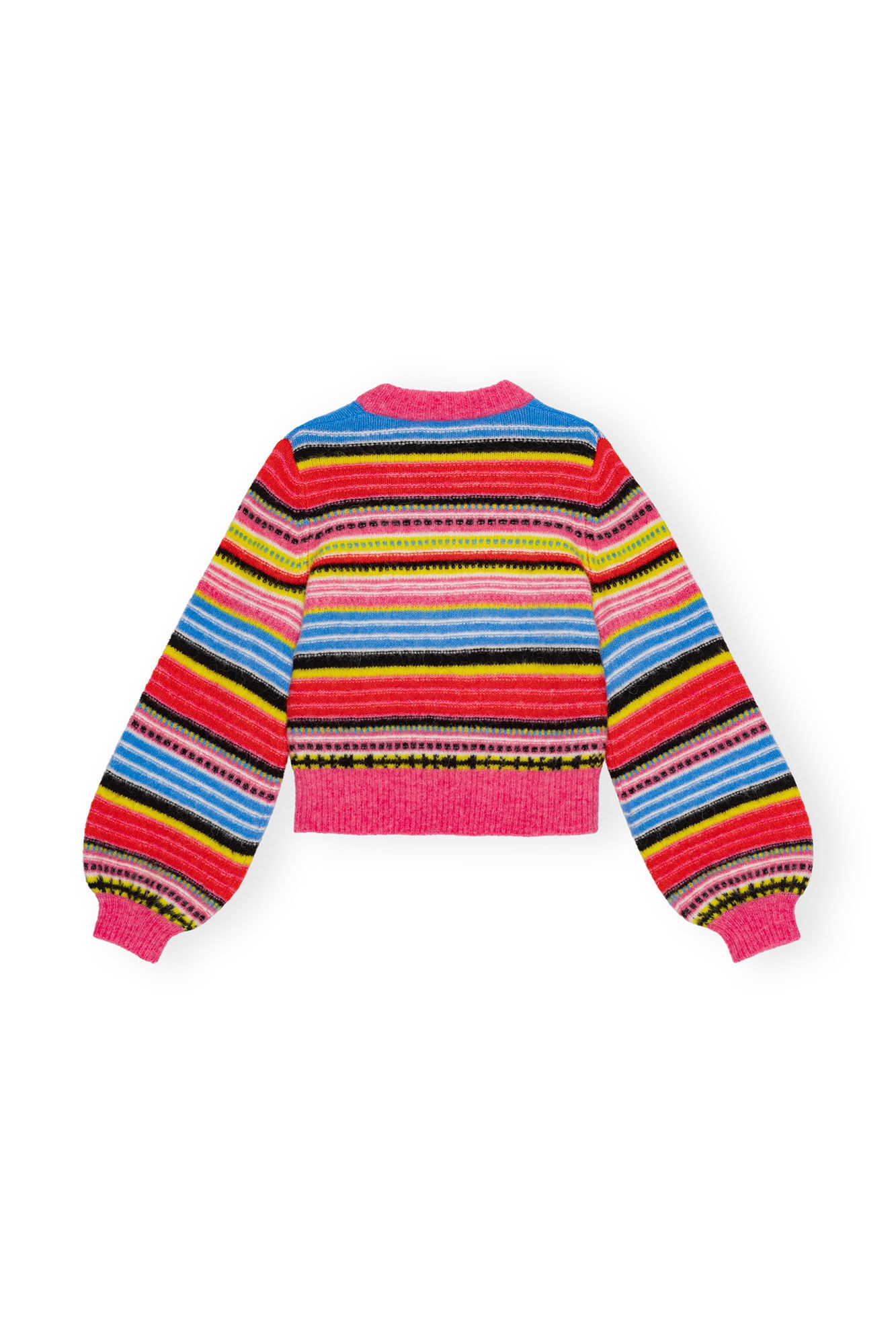STRIPED SOFT WOOL O-NECK SWEATER - 6