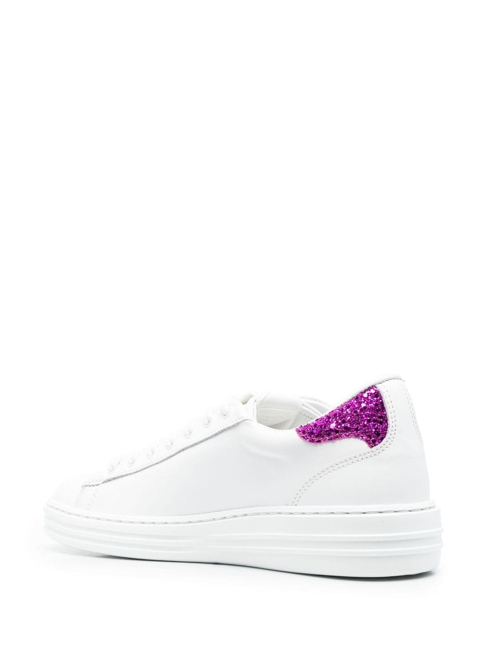 contrast heel-counter leather sneakers - 3