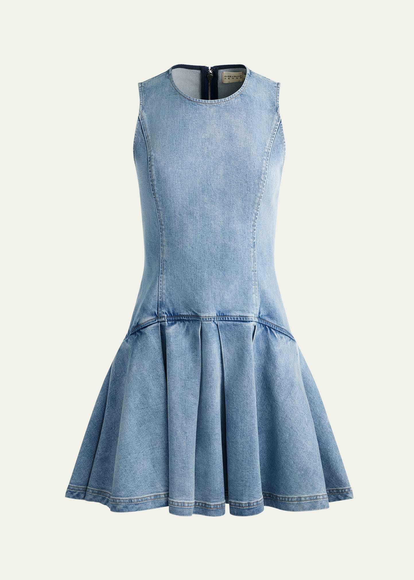 Adley Sleeveless Drop-Waist Denim Mini Dress - 1