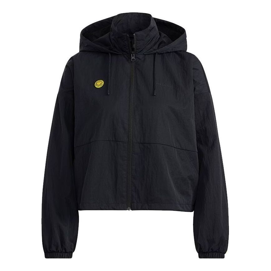 (WMNS) adidas Neo x SMILEY Csmly Windbreaker Jacket 'Black Yellow' HE7953 - 1