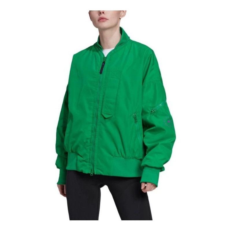 adidas (WMNS) adidas by Stella McCartney Woven Bomber Jacket 'Green' HI0926 outlook